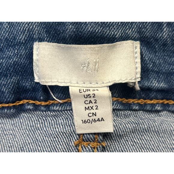 H&M Women's Blue High Waisted Raw Hem Casual Bootcut Flared Denim Jeans Size 2 - Picture 4 of 5